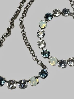 Sabika LIKE Crystal Necklace + Bracelet Set Blue Gray Opal Rhinestone